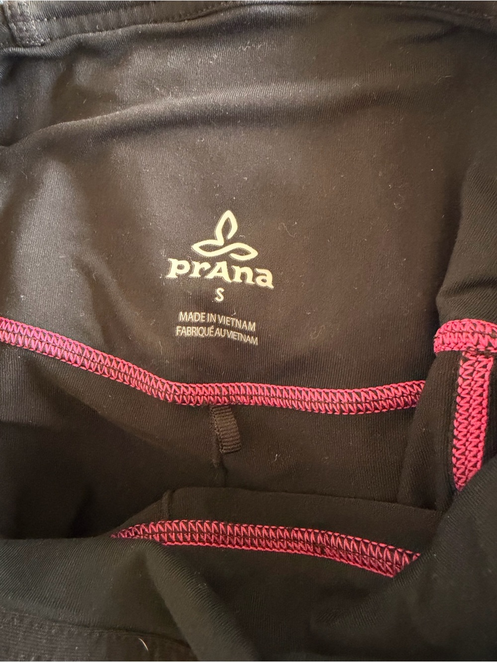 Prana Black Leggings with Pink Stitching